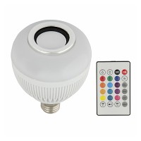 Лампа-проектор Volpe E27 8W RGB ДИСКО Bluetooth динамик белый пульт ДУ ULI-Q340